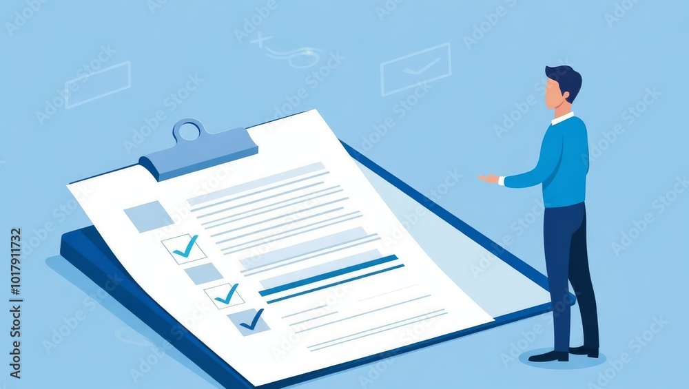 Checklist and Person with Clipboard Illustration Checklist and Person with Clipboard Illustration