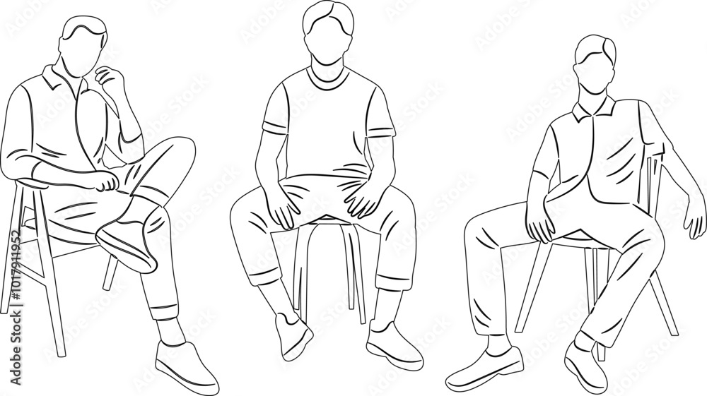 men sitting on a chair sketch on a white background, vector men sitting on a chair sketch on a white background, vector