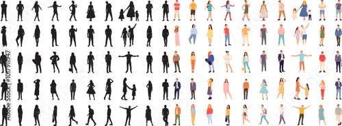 People set silhouettes on white background, vector