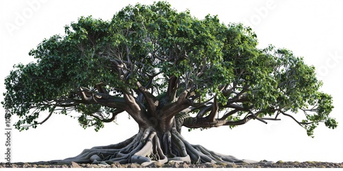 Elegant Moreton Bay Fig Tree Graphic on a Transparent Background for Digital Art