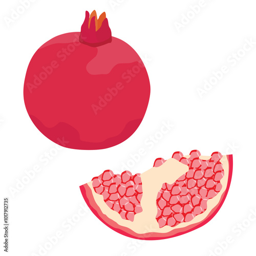Juicy fresh pomegranate fruit isolated on white background