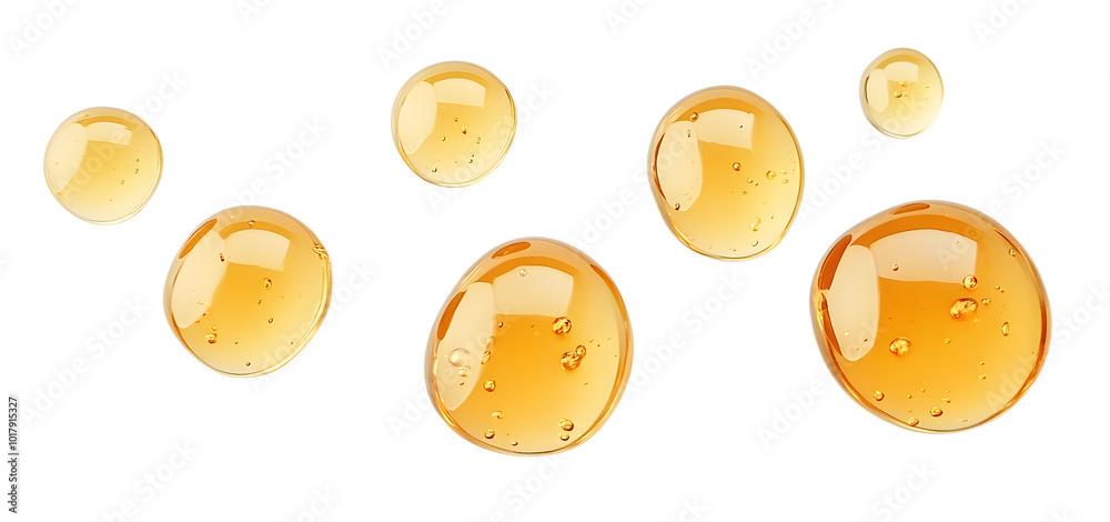 Honey droplets isolated on white, top view Honey droplets isolated on white, top view