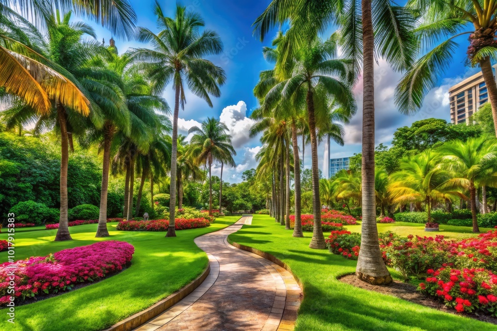 Lush Green Park in Miami Featuring Vibrant Flora and Scenic Pathways for Relaxation and Recreation Lush Green Park in Miami Featuring Vibrant Flora and Scenic Pathways for Relaxation and Recreation