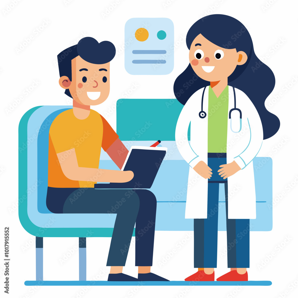 doctor and patient in consultation vector doctor and patient in consultation vector