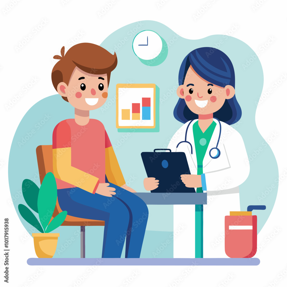 doctor and patient in consultation vector doctor and patient in consultation vector