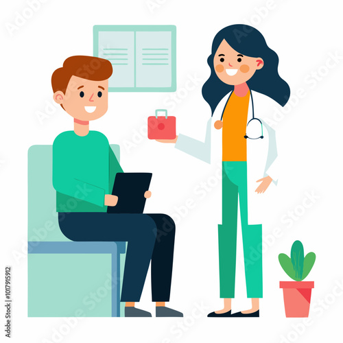 doctor and patient in consultation vector
