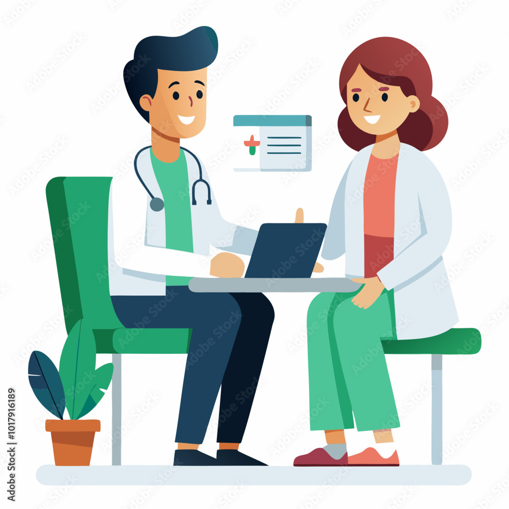 doctor and patient in consultation vector doctor and patient in consultation vector