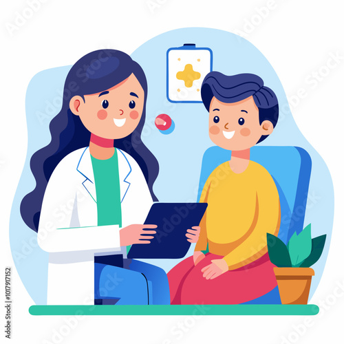 doctor and patient in consultation vector