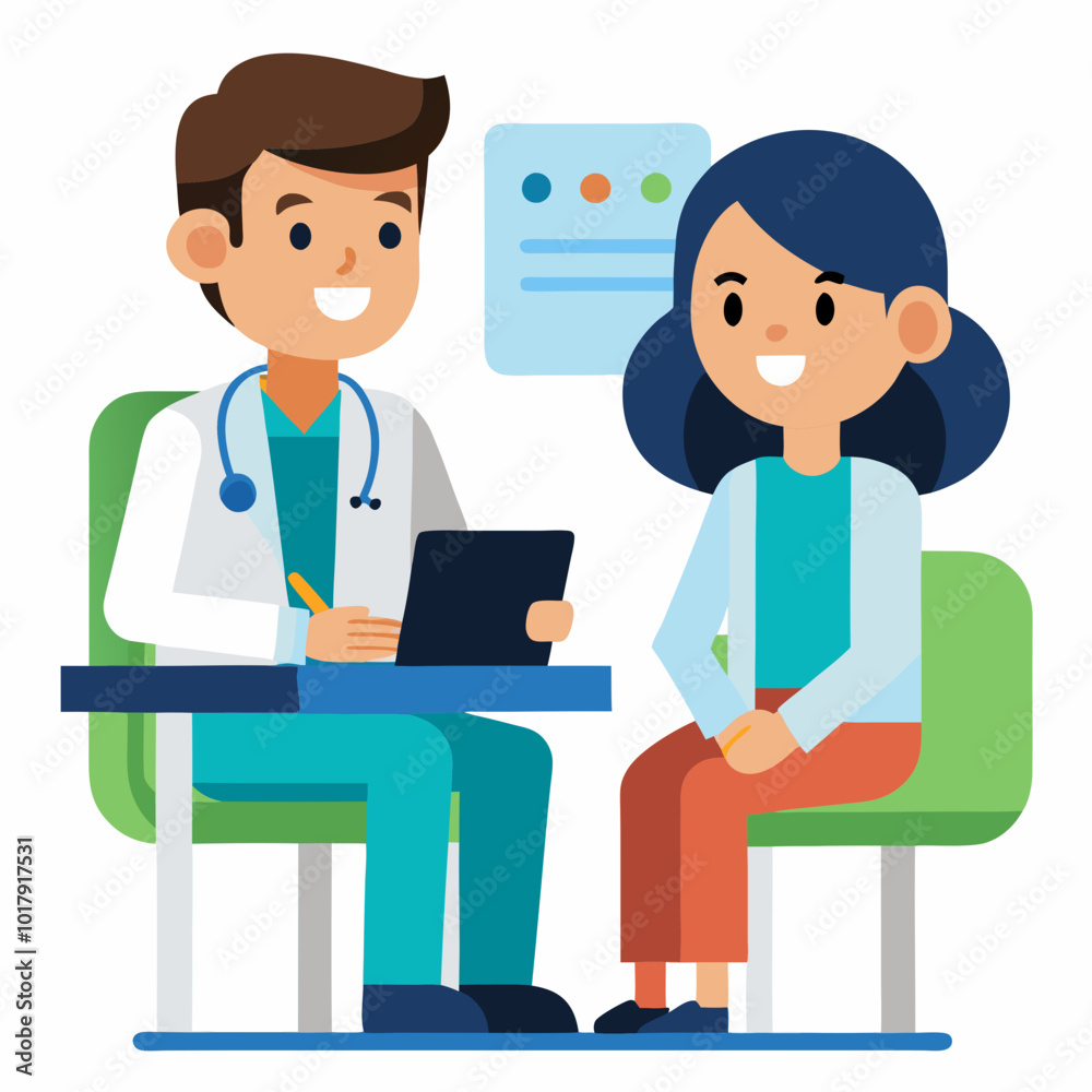 doctor and patient in consultation vector doctor and patient in consultation vector
