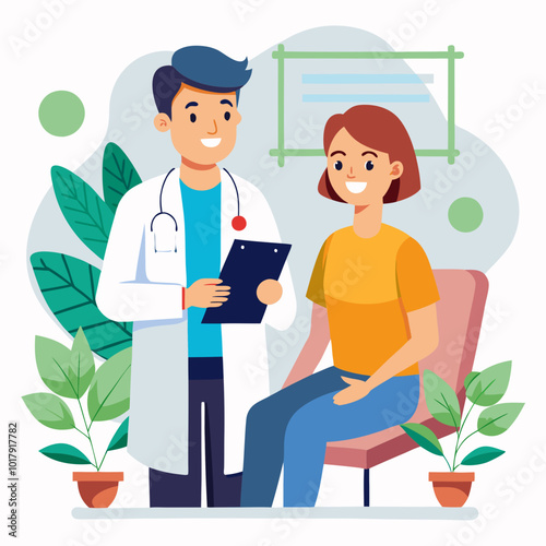doctor and patient in consultation vector