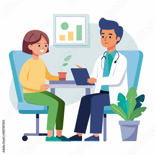 doctor and patient in consultation vector