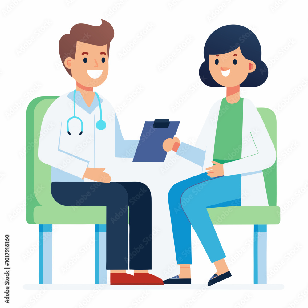 doctor and patient in consultation vector doctor and patient in consultation vector