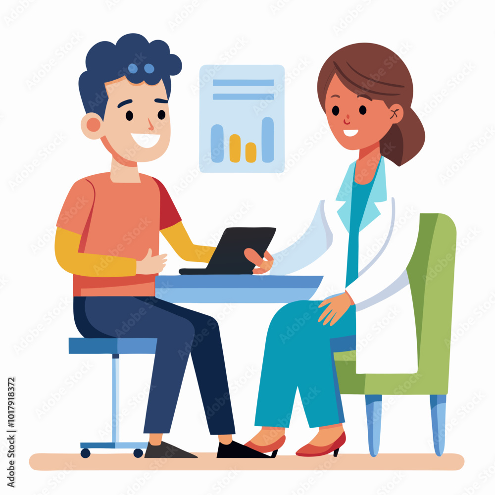 doctor and patient in consultation vector doctor and patient in consultation vector