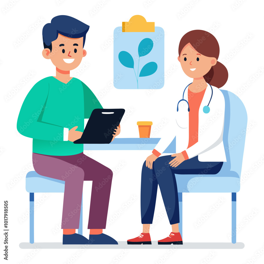 doctor and patient in consultation vector doctor and patient in consultation vector