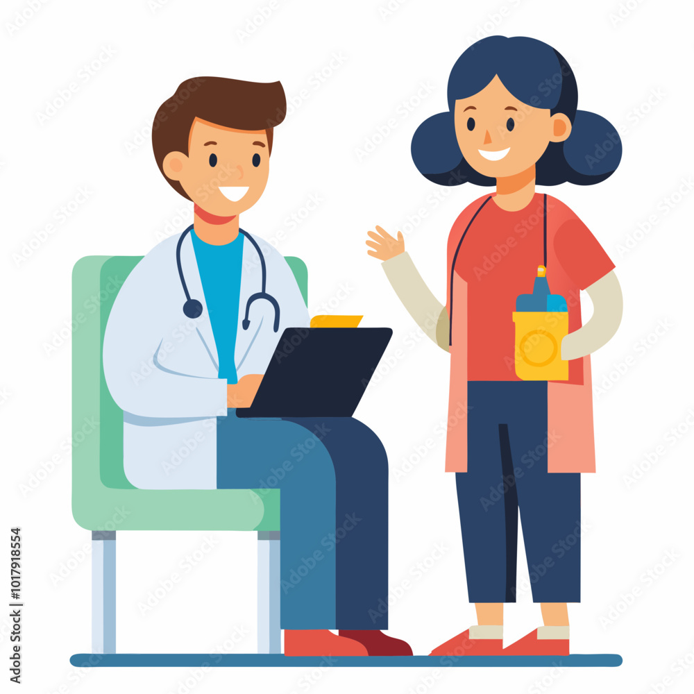 doctor and patient in consultation vector doctor and patient in consultation vector