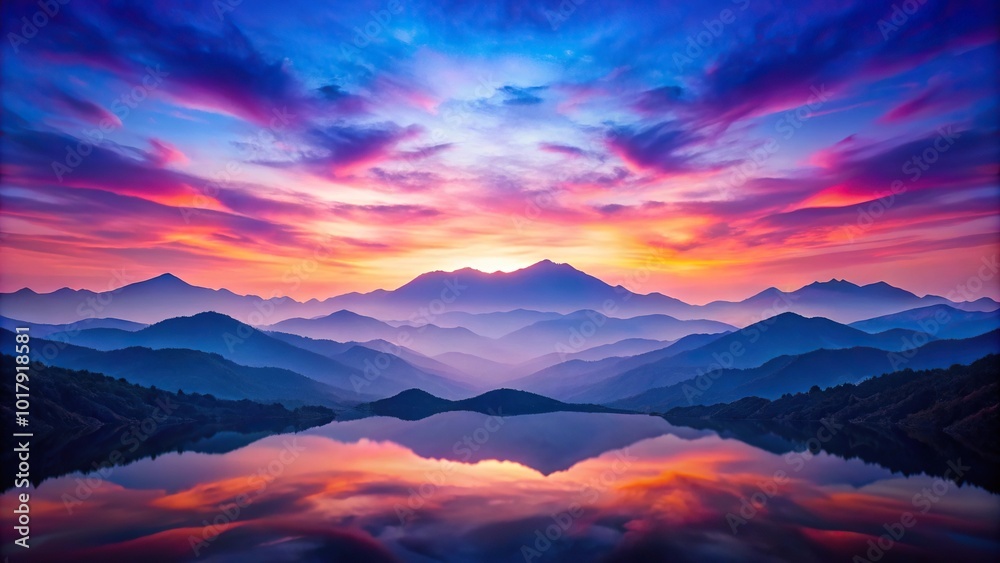 Obraz premium A stunning purple and blue sunset over the mountains