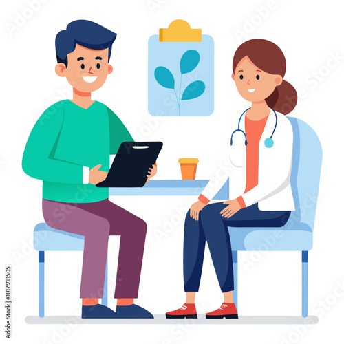 doctor and patient in consultation vector