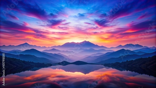 Wallpaper Mural A stunning purple and blue sunset over the mountains Torontodigital.ca