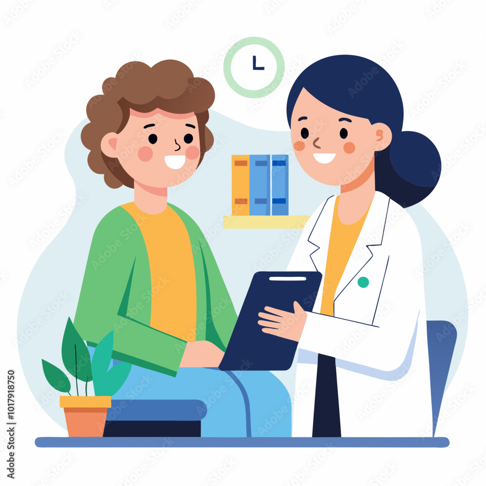 doctor and patient in consultation vector doctor and patient in consultation vector