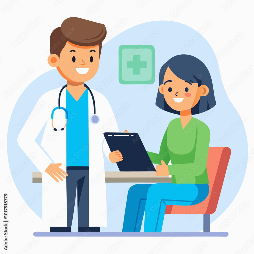 doctor and patient in consultation vector doctor and patient in consultation vector
