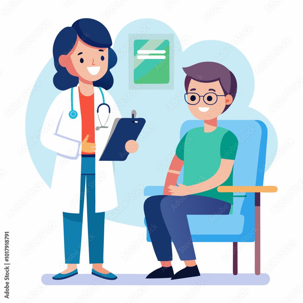doctor and patient in consultation vector doctor and patient in consultation vector