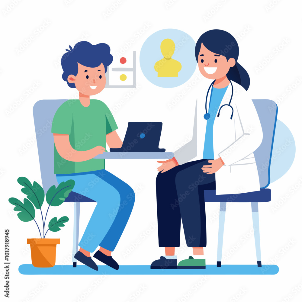 doctor and patient in consultation vector doctor and patient in consultation vector