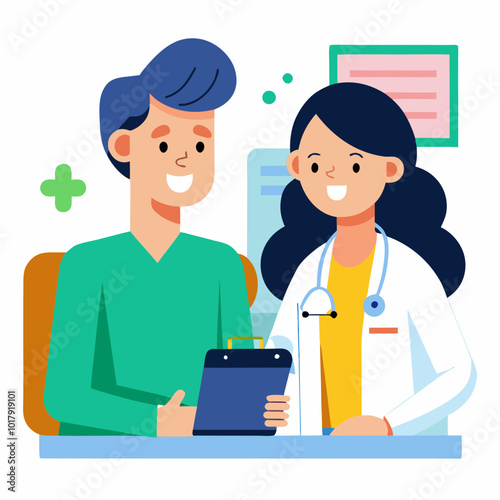 doctor and patient in consultation vector
