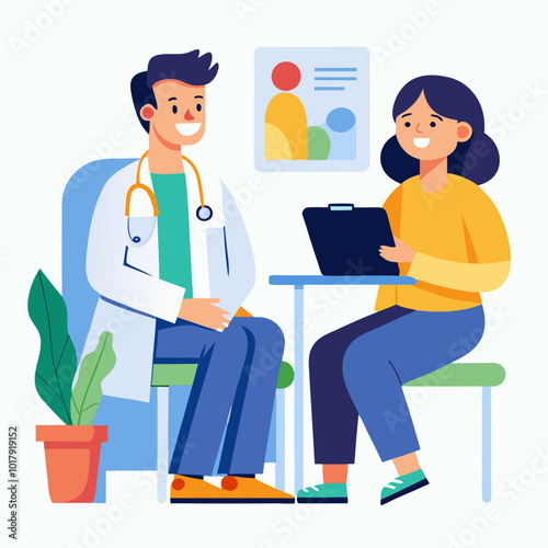 doctor and patient in consultation vector