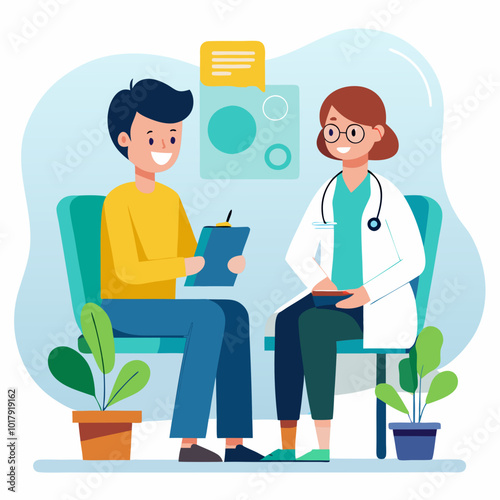 doctor and patient in consultation vector