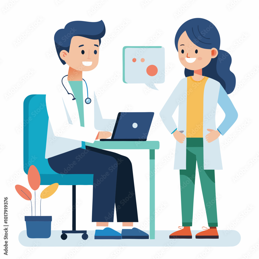 doctor and patient in consultation vector doctor and patient in consultation vector