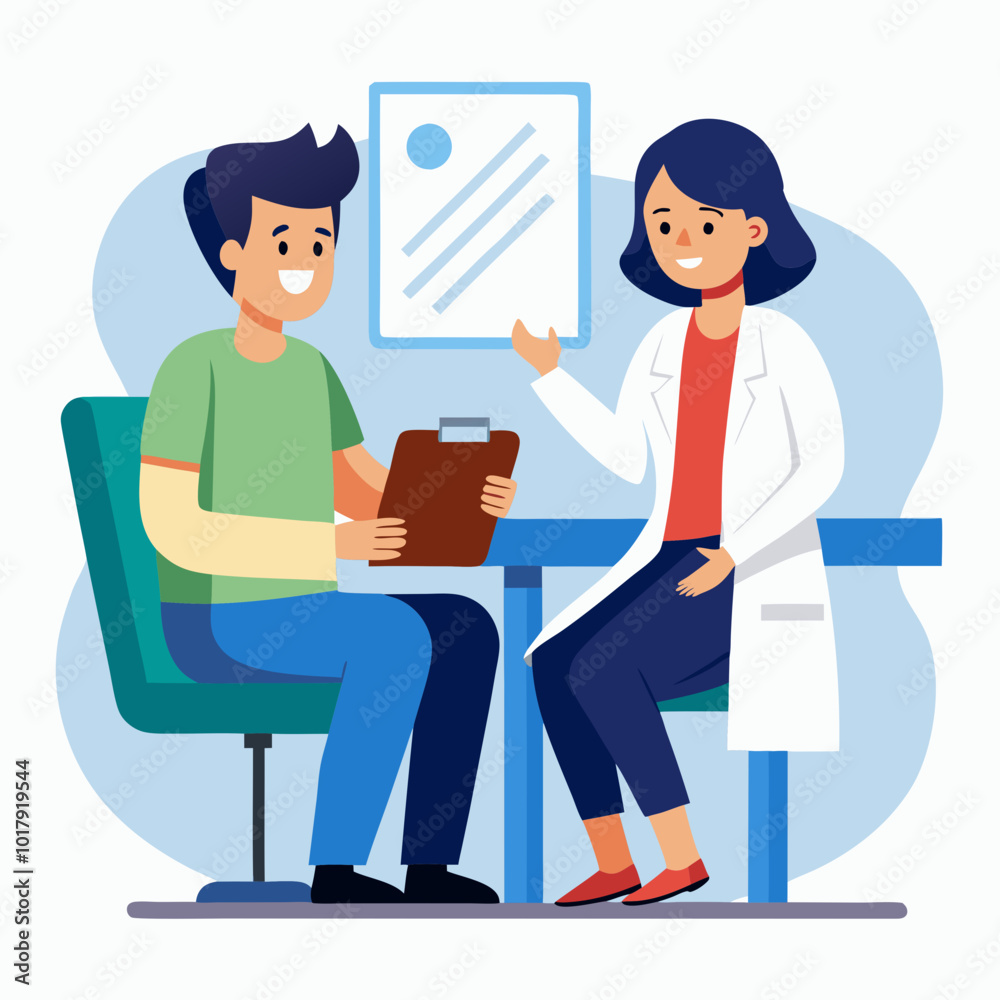 doctor and patient in consultation vector doctor and patient in consultation vector