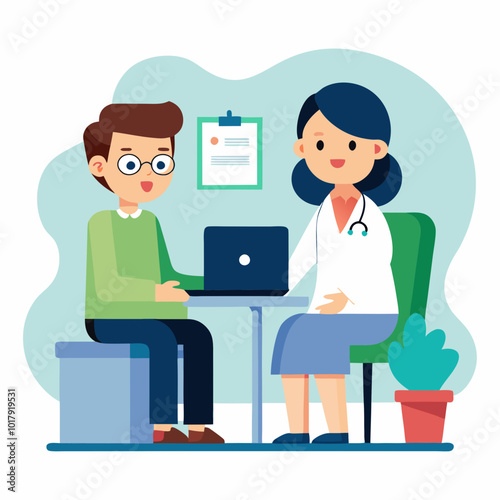 doctor and patient in consultation vector