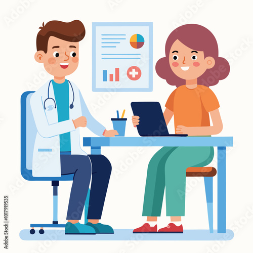 doctor and patient in consultation vector