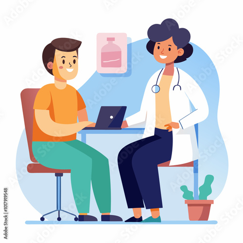 doctor and patient in consultation vector