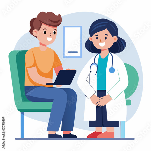 doctor and patient in consultation vector