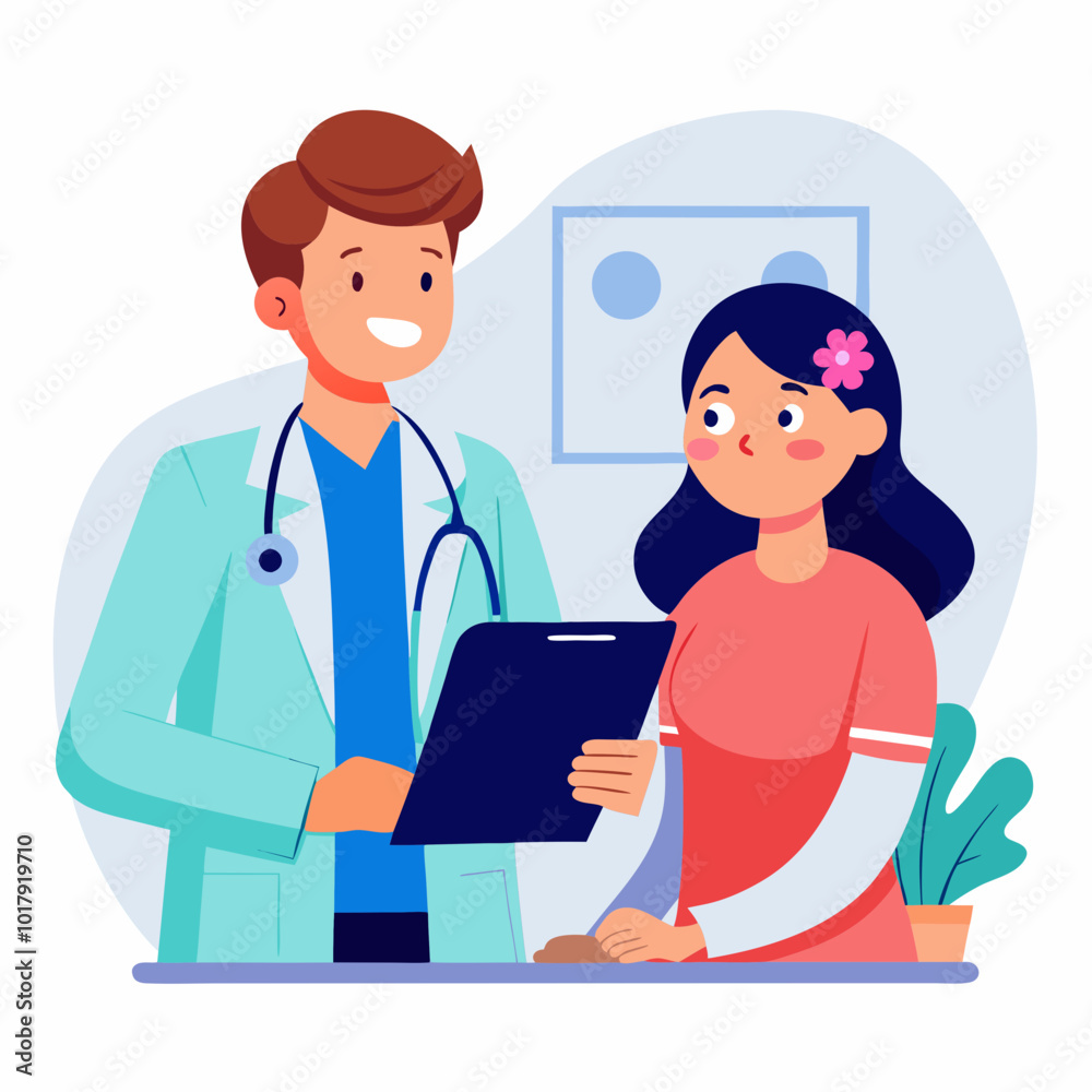 doctor and patient in consultation vector doctor and patient in consultation vector