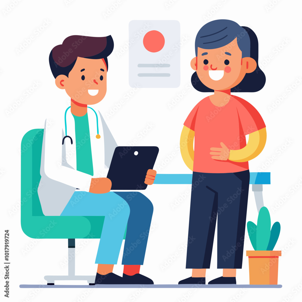 doctor and patient in consultation vector doctor and patient in consultation vector