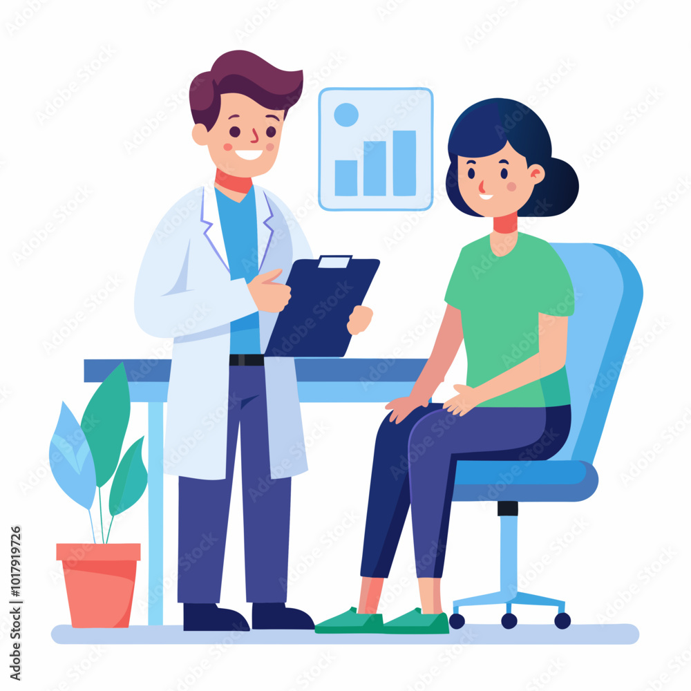 doctor and patient in consultation vector doctor and patient in consultation vector