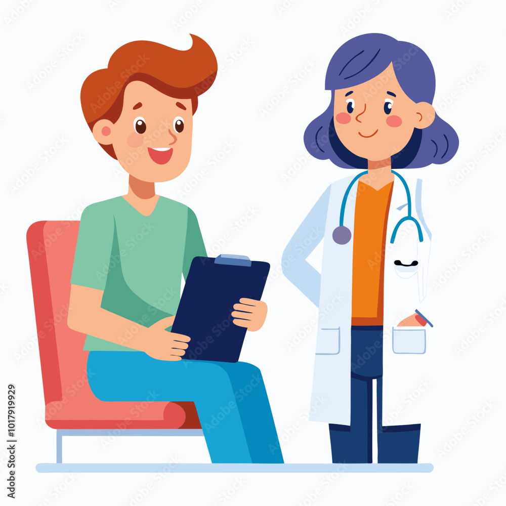 doctor and patient in consultation vector doctor and patient in consultation vector