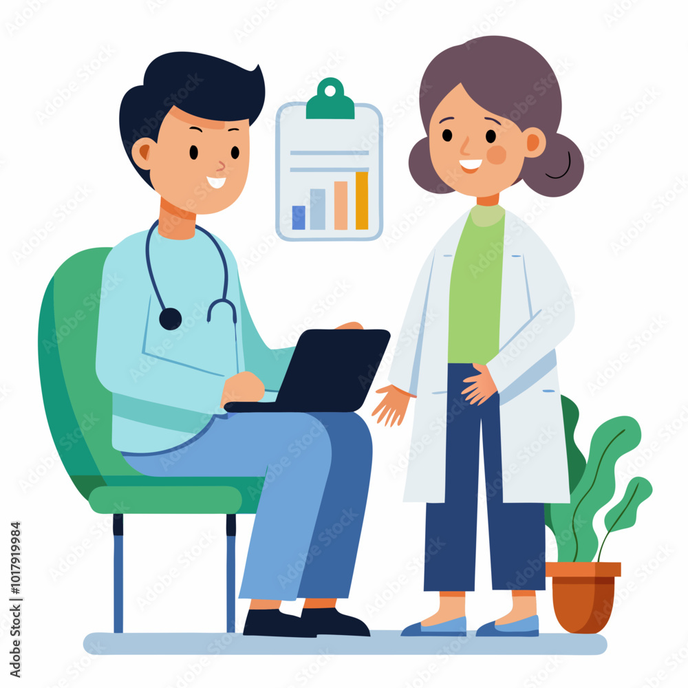 doctor and patient in consultation vector doctor and patient in consultation vector