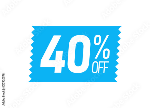 Discount offer tag badge. Sale promotion label with 40 percentage sign.