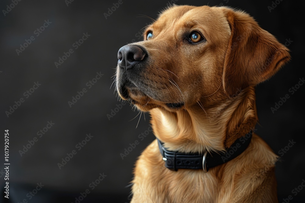 Portrait of a golden retriever on a black background Portrait of a golden retriever on a black background