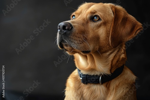 Portrait of a golden retriever on a black background