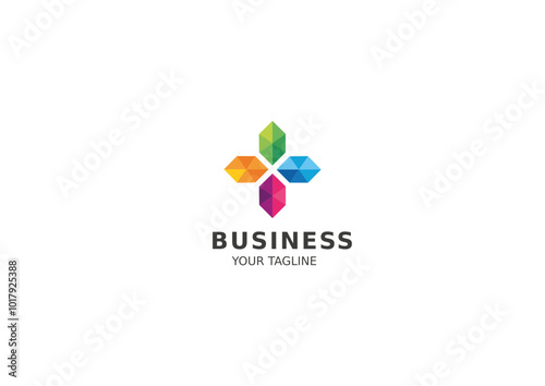 Business logo, modern, minimalistic, abstract shapes, vibrant colors