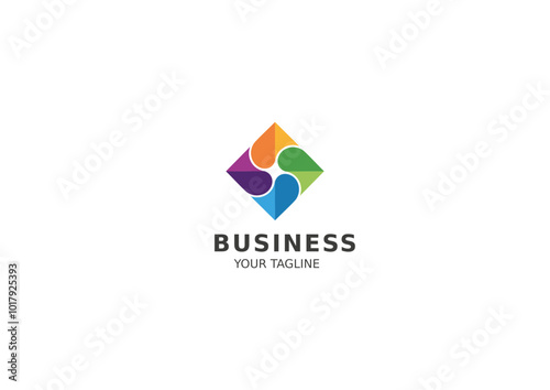 Business logo, modern, minimalistic, abstract shapes, vibrant colors