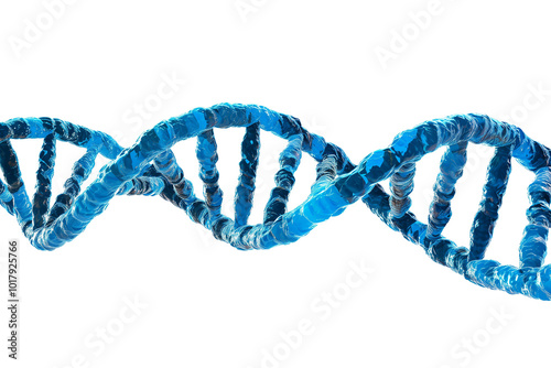 Science and medicine concept. Blue DNA isolated on white background.