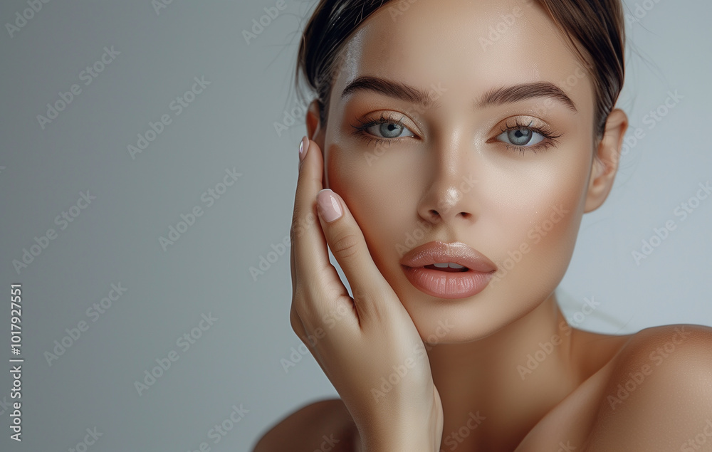 Glorious woman beauty model with clean healthy fresh skin. Skin care, cosmetic and facial treatment concept Glorious woman beauty model with clean healthy fresh skin. Skin care, cosmetic and facial treatment concept