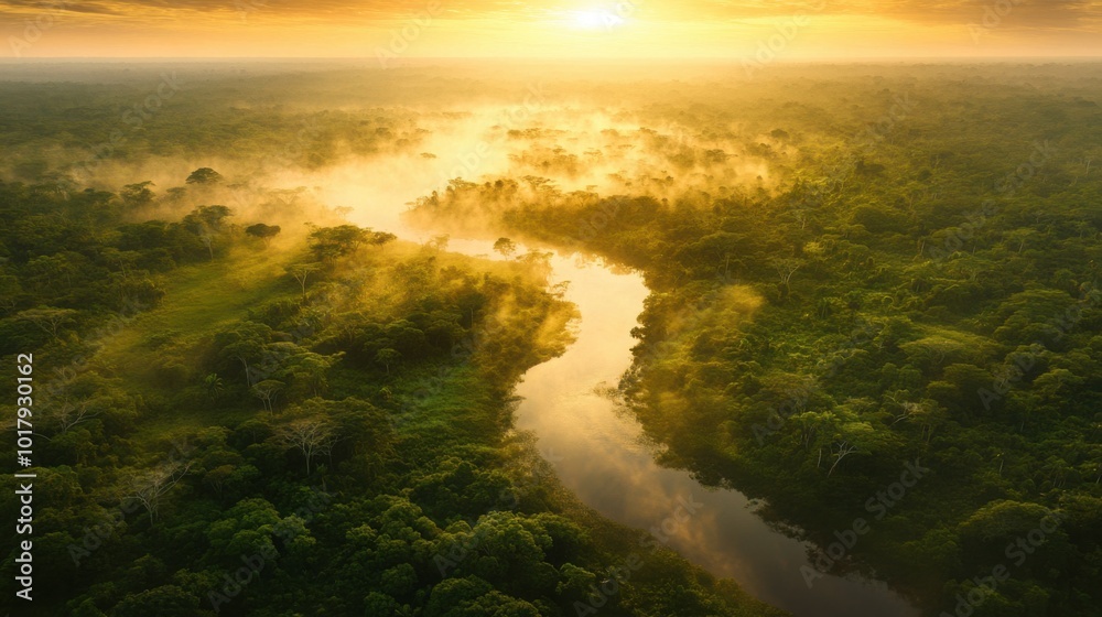 Amazon Rainforest | dense canopy stretching out as far as the eye can see | a meandering river cutting through the jungle Amazon Rainforest | dense canopy stretching out as far as the eye can see | a meandering river cutting through the jungle