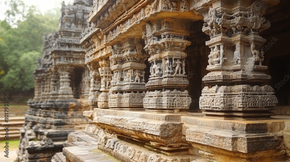 Ornate Stone Carvings on Ancient Indian Temple Ornate Stone Carvings on Ancient Indian Temple