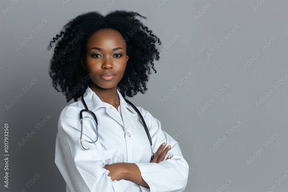 Confident female doctor in medical uniform with stethoscope looking at camera, front view portrait Confident female doctor in medical uniform with stethoscope looking at camera, front view portrait